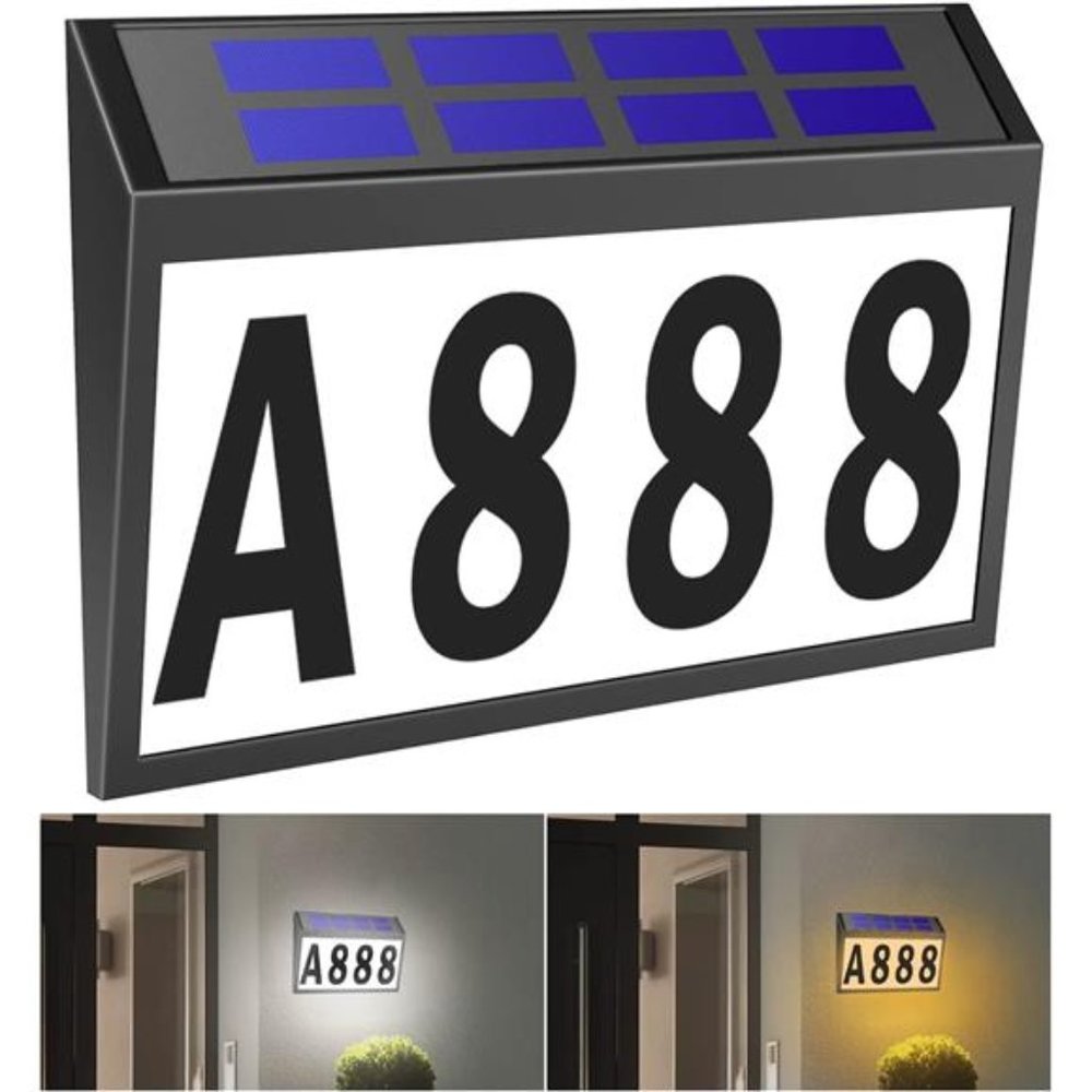 Solar House Numbers Light, Lighted House Numbers Sign Plaque Address Numbers